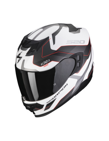 SCORPION EXO-520 EVO AIR ELAN ARGENT RED SPORTINIS/UŽDARAS MOTO ŠALMAS