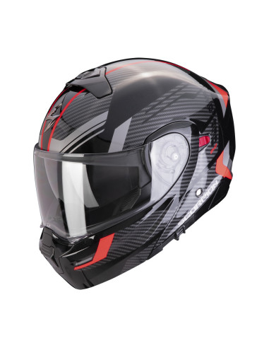 SCORPION EXO-930 EVO SIKON BLACK/RED FLIP-UP MOTO ŠALMAS