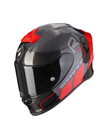 SCORPION EXO-R1 CARBON EVO AIR CORPUS II RED SPORTINIS/UŽDARAS MOTO ŠALMAS