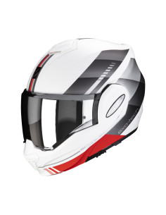 SCORPION EXO-TECH EVO GENRE WHITE/RED FLIP-UP MOTO ŠALMAS