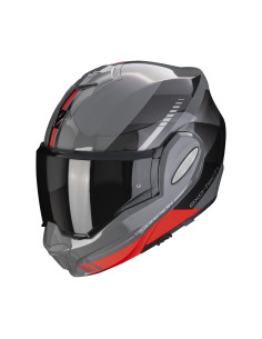 SCORPION EXO-TECH EVO GENRE GREY/RED FLIP-UP MOTO ŠALMAS