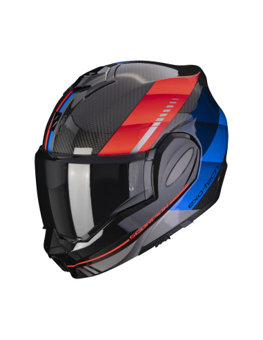 SCORPION EXO-TECH EVO CARBON GENUS RED/BLUE FLIP-UP MOTO ŠALMAS