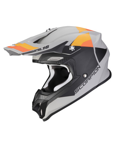 SCORPION VX-16 EVO AIR SPECTRUM GREY/ORANGE KROSINIS MOTO ŠALMAS