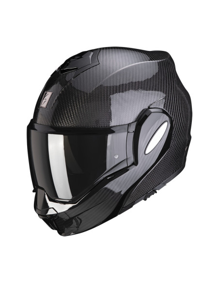 SCORPION EXO-TECH EVO CARBON GLOSSY BLACK FLIP-UP MOTO ŠALMAS