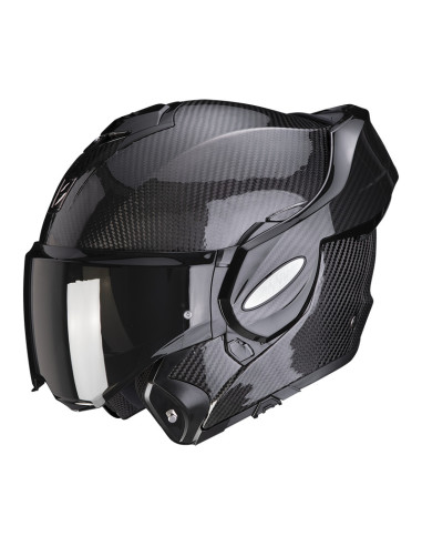 SCORPION EXO-TECH EVO CARBON GLOSSY BLACK FLIP-UP MOTORCYCLE HELMET
