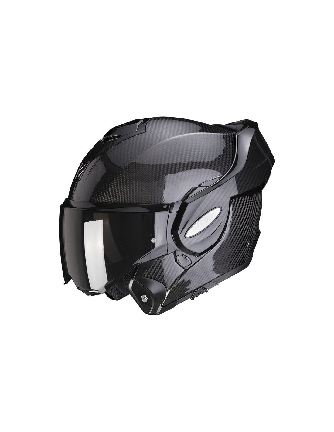 SCORPION EXO-TECH EVO CARBON GLOSSY BLACK FLIP-UP MOTORCYCLE