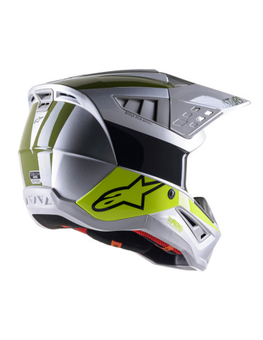 ALPINESTARS S-M5 СЕРЕБРИСТЫЙ/ФЛУО-ЖЕЛТЫЙ/ВОЕННО-ЗЕЛЕНЫЙ КРОССОВЫЙ МОТОШЛЕМ