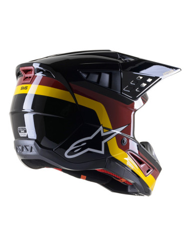 ALPINESTARS S-M5 VENTURE BLACK/BURGUNDY/YELLOW GLOSSY CROSS MOTO HELMET
