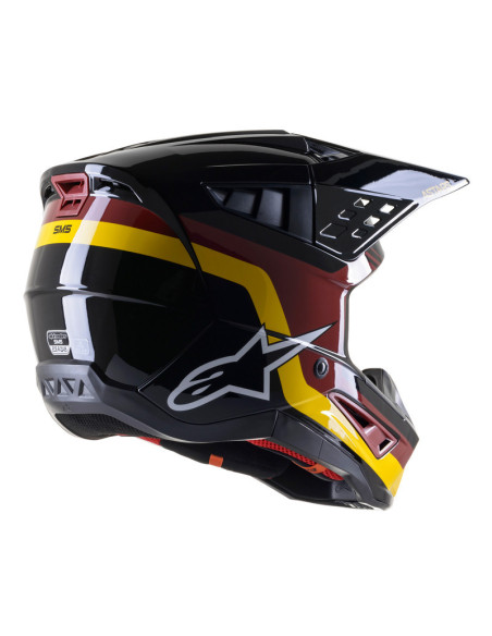 ALPINESTARS S-M5 VENTURE BLACK/BURGUNDY/YELLOW GLOSSY CROSS MOTO HELMET