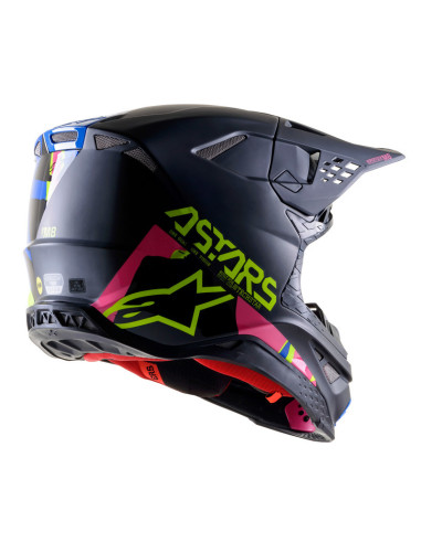 ALPINESTARS SUPERTECH S-M8 ECHO BLACK/BLUE/YELLOW/FLUO PINK CROSS MOTO HELMET