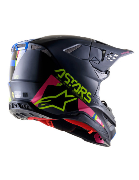 ALPINESTARS SUPERTECH S-M8 ECHO BLACK/BLUE/YELLOW/FLUO PINK KROSINIS MOTO ŠALMAS