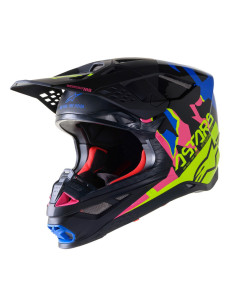ALPINESTARS КРОССОВЫЙ МОТОШЛЕМ SUPERTECH S-M8 ECHO ЧЕРНЫЙ/СИНИЙ/ЖЕЛТЫЙ/ФЛУО-РОЗОВЫЙ