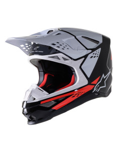ALPINESTARS SUPERTECH S-M8 FACTORY BLACK/WHITE/FLUO RED GLOSSY CROSS MOTO HELMET