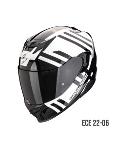 SCORPION EXO-520 EVO AIR BANSHEE WHITE/BLACK SPORTINIS/UŽDARAS MOTO ŠALMAS