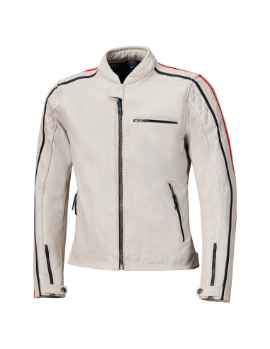HELD BRIXHAM GREY/RED LEATHER MOTO JACKET