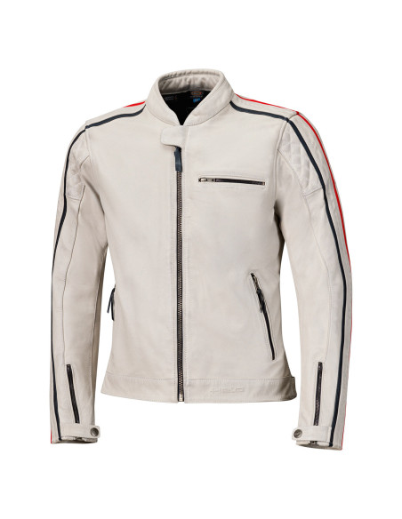 HELD BRIXHAM GREY/RED LEATHER MOTO JACKET