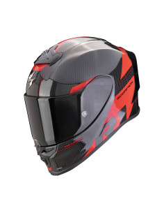 SCORPION EXO-R1 CARBON EVO AIR RALLY BLACK/RED SPORTINIS/UŽDARAS MOTO ŠALMAS