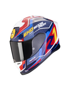 SCORPION EXO-R1 EVO AIR COUP BLUE/RED/YELLOW SPORTINIS/UŽDARAS MOTO ŠALMAS