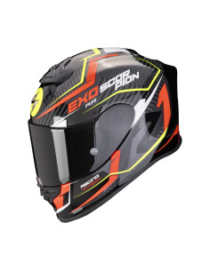 SCORPION EXO-R1 EVO AIR COUP BLACK/RED/NEON YELLOW SPORTINIS/UŽDARAS MOTO ŠALMAS