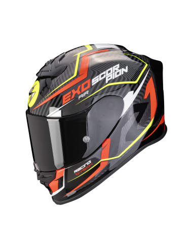 SCORPION EXO-R1 EVO AIR COUP BLACK/RED/NEON YELLOW SPORTINIS/UŽDARAS MOTO ŠALMAS