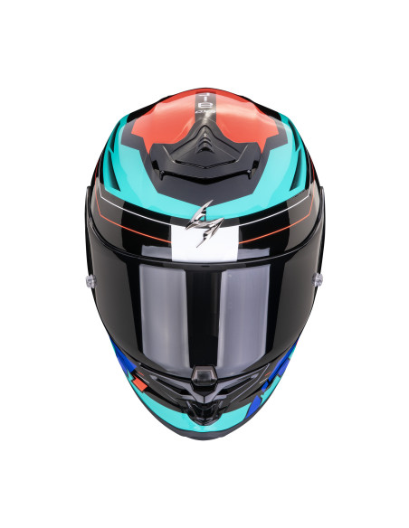SCORPION EXO-R1 EVO AIR BLAZE BLACK/BLUE/RED SPORTINIS/UŽDARAS MOTO ŠALMAS