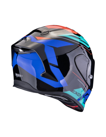 SCORPION EXO-R1 EVO AIR BLAZE BLACK/BLUE/RED SPORTINIS/UŽDARAS MOTO ŠALMAS
