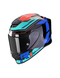 SCORPION EXO-R1 EVO AIR BLAZE BLACK/BLUE/RED SPORTINIS/UŽDARAS MOTO ŠALMAS