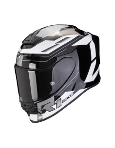 SCORPION EXO-R1 EVO AIR BLAZE BLACK/WHITE SPORTINIS/UŽDARAS MOTO ŠALMAS