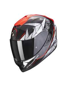 SCORPION EXO-1400 AIR CARBON ARANEA BLACK/RED SPORTINIS/UŽDARAS MOTO ŠALMAS