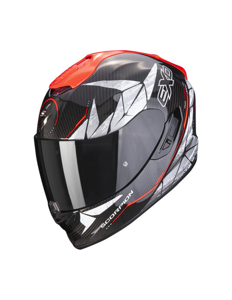 SCORPION EXO-1400 AIR CARBON ARANEA BLACK/RED SPORTINIS/UŽDARAS MOTO ŠALMAS