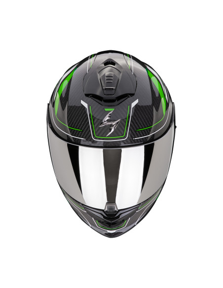 SCORPION EXO-1400 EVO II AIR CARBON MIRAGE BLACK/GREEN SPORTINIS/UŽDARAS MOTO ŠALMAS