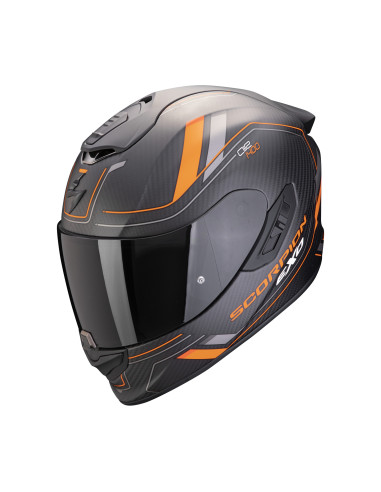 SCORPION EXO-1400 EVO II AIR CARBON MIRAGE MATT BLACK/ORANGE SPORTINIS/UŽDARAS MOTO ŠALMAS