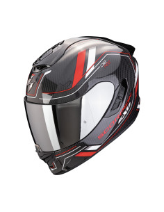 SCORPION EXO-1400 EVO II AIR CARBON MIRAGE MATT BLACK/RED/WHITE SPORTINIS/UŽDARAS MOTO ŠALMAS