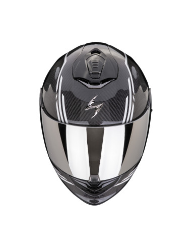 SCORPION EXO-1400 EVO II AIR CARBON REIKA BLACK/WHITE SPORTINIS/UŽDARAS MOTO ŠALMAS