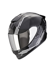 SCORPION EXO-1400 EVO II AIR CARBON REIKA BLACK/WHITE SPORTINIS/UŽDARAS MOTO ŠALMAS