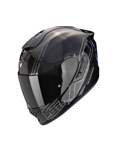 SCORPION EXO-1400 EVO II AIR CARBON REIKA BLACK/SILVER/BLUE SPORTINIS/UŽDARAS MOTO ŠALMAS