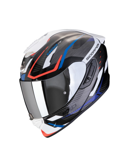 SCORPION EXO-1400 EVO II AIR ACCORD BLACK/BLUE WHITE SPORTINIS/UŽDARAS MOTO ŠALMAS