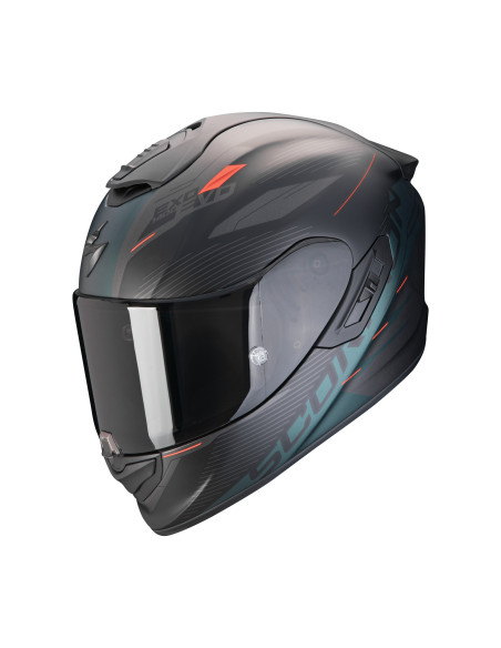 SCORPION EXO-1400 EVO II AIR LUMA MATT BLACK/GREEN SPORTINIS/UŽDARAS MOTO ŠALMAS