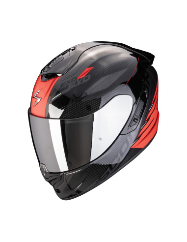 SCORPION EXO-1400 EVO II AIR LUMA BLACK/RED SPORTINIS/UŽDARAS MOTO ŠALMAS