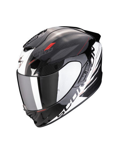 SCORPION EXO-1400 EVO II AIR LUMA BLACK/WHITE SPORTINIS/UŽDARAS MOTO ŠALMAS