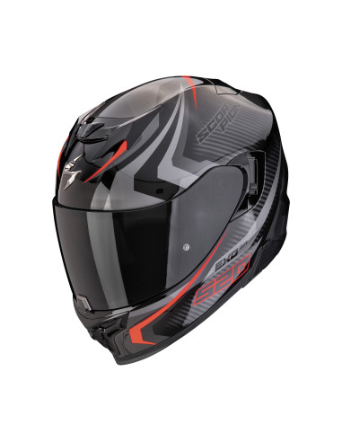 SCORPION EXO-520 EVO AIR TERRA BLACK/SILVER/RED SPORTINIS/UŽDARAS MOTO ŠALMAS