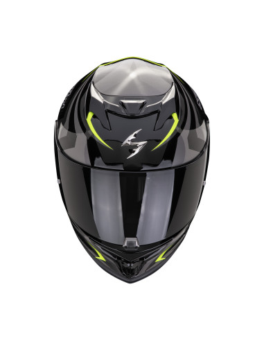 SCORPION EXO-520 EVO AIR TERRA BLACK/SILVER/NEON YELLOW SPORTINIS/UŽDARAS MOTO ŠALMAS