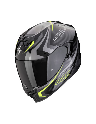 SCORPION EXO-520 EVO AIR TERRA BLACK/SILVER/NEON YELLOW SPORTINIS/UŽDARAS MOTO ŠALMAS