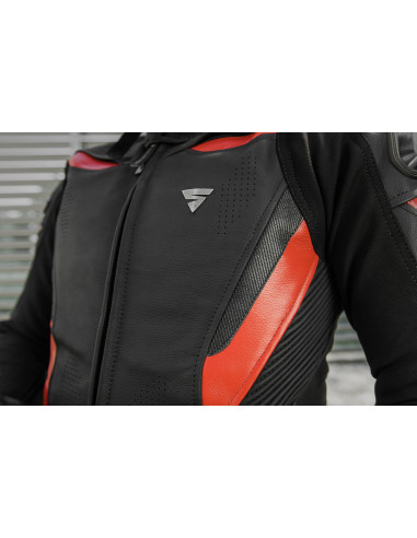 SHIMA CHASE RED LEATHER MOTO JACKET