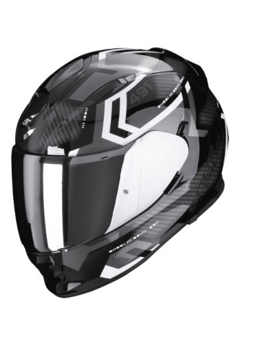 SCORPION EXO-491 SPIN BLACK/WHITE SPORTINIS/UŽDARAS MOTO ŠALMAS