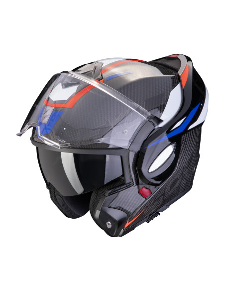 SCORPION EXO-TECH EVO CARBON ROVER BLACK/RED/BLUE FLIP-UP MOTO ŠALMAS