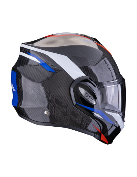 SCORPION EXO-TECH EVO CARBON ROVER BLACK/RED/BLUE FLIP-UP MOTO ŠALMAS