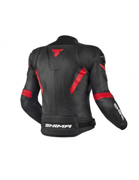SHIMA CHASE RED LEATHER MOTO JACKET
