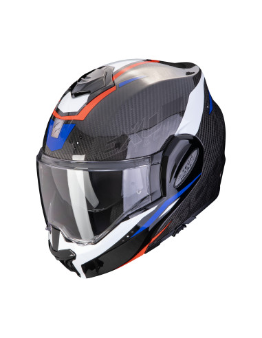 SCORPION EXO-TECH EVO CARBON ROVER BLACK/RED/BLUE FLIP-UP MOTO ŠALMAS