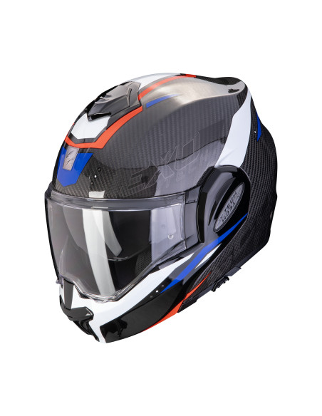SCORPION EXO-TECH EVO CARBON ROVER BLACK/RED/BLUE FLIP-UP MOTO ŠALMAS